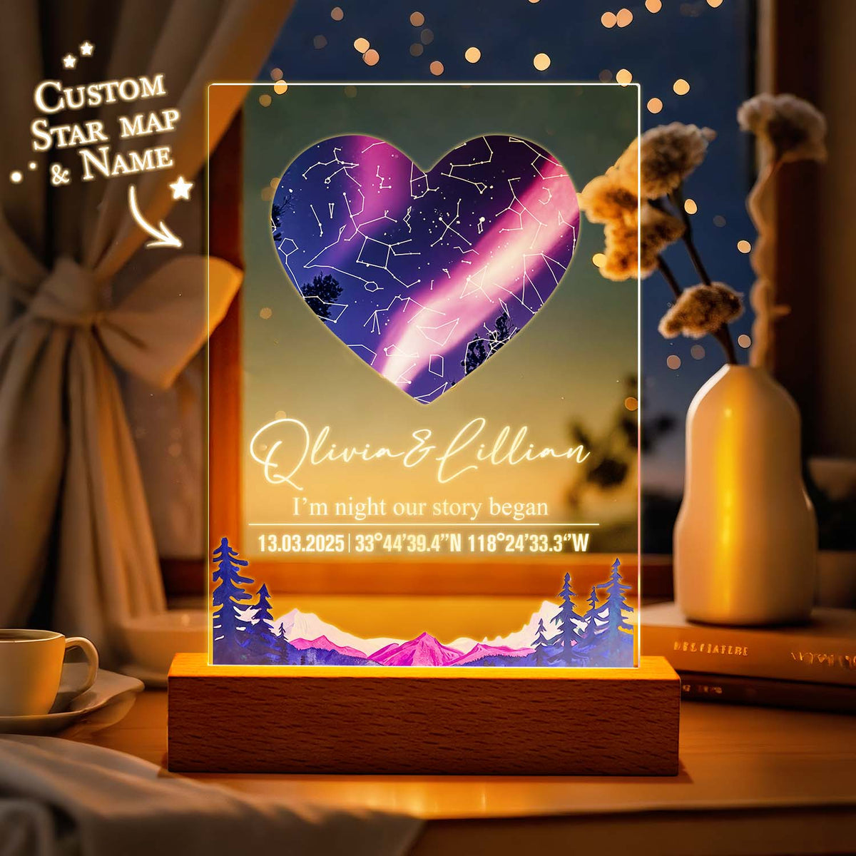 Lampe carte du ciel personnalisée