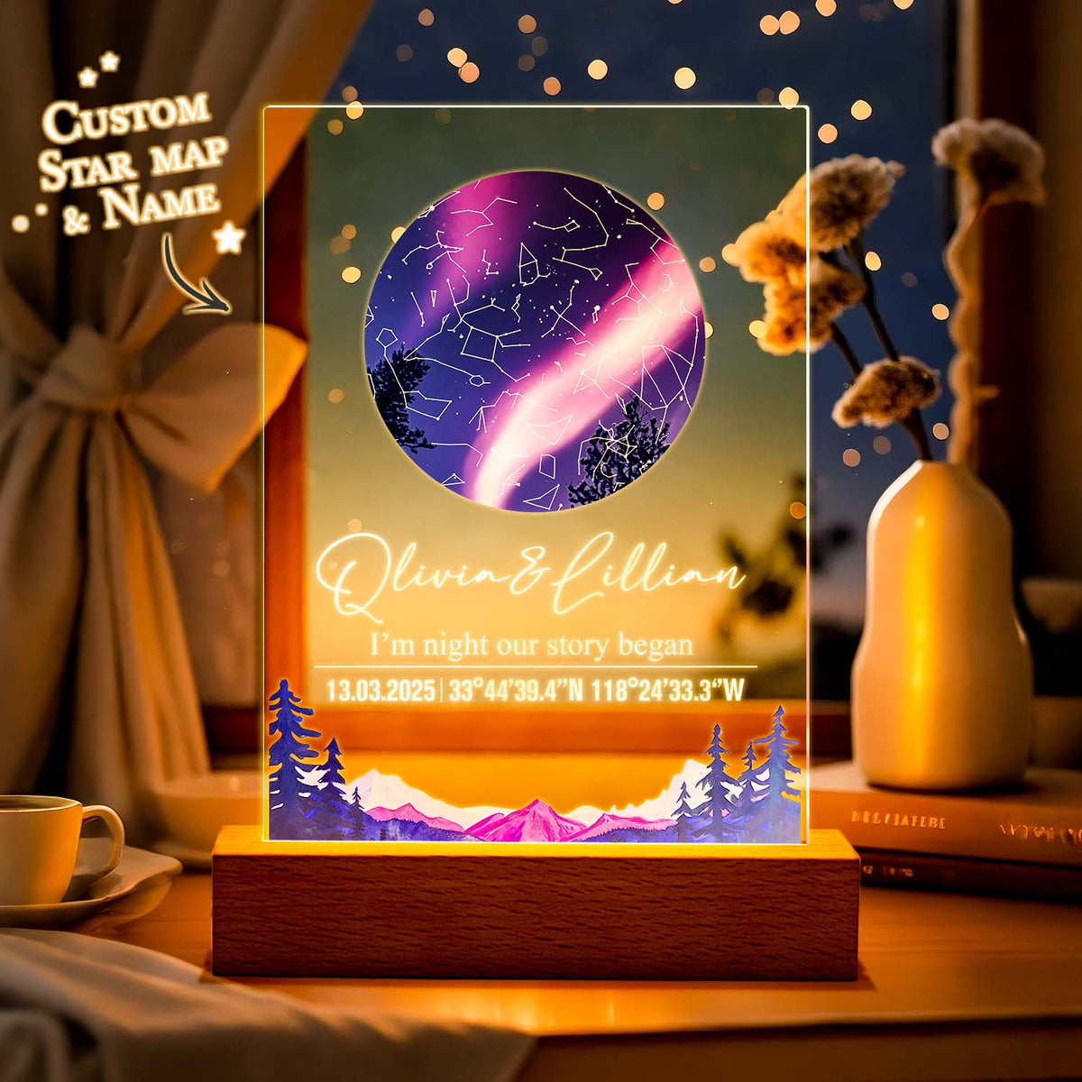 Lampe carte du ciel personnalisée